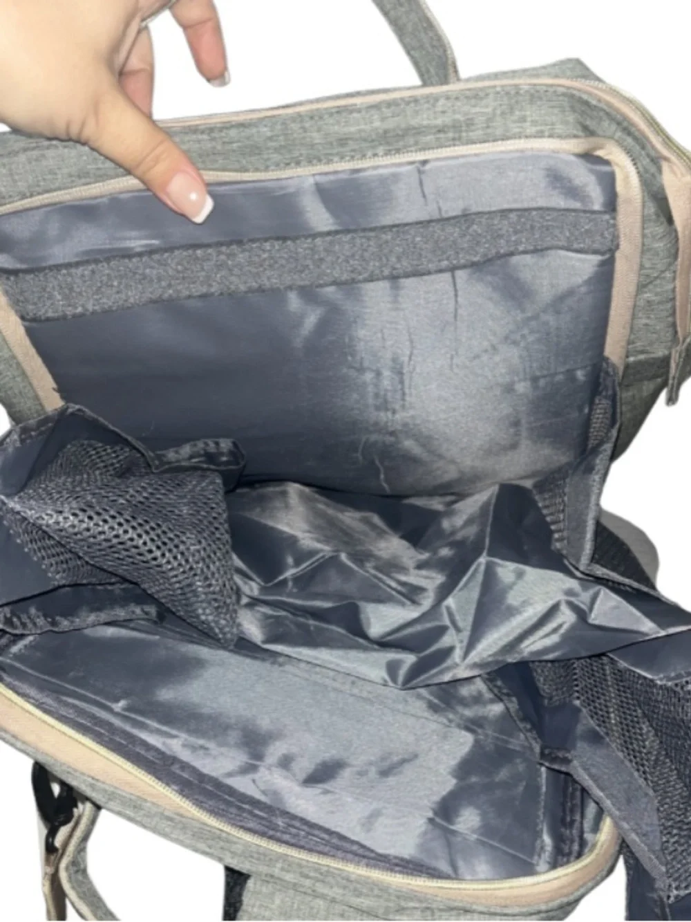 3-in-1 Multifunctional Diaper Backpack w/Foldable Changing Station Heather Grey